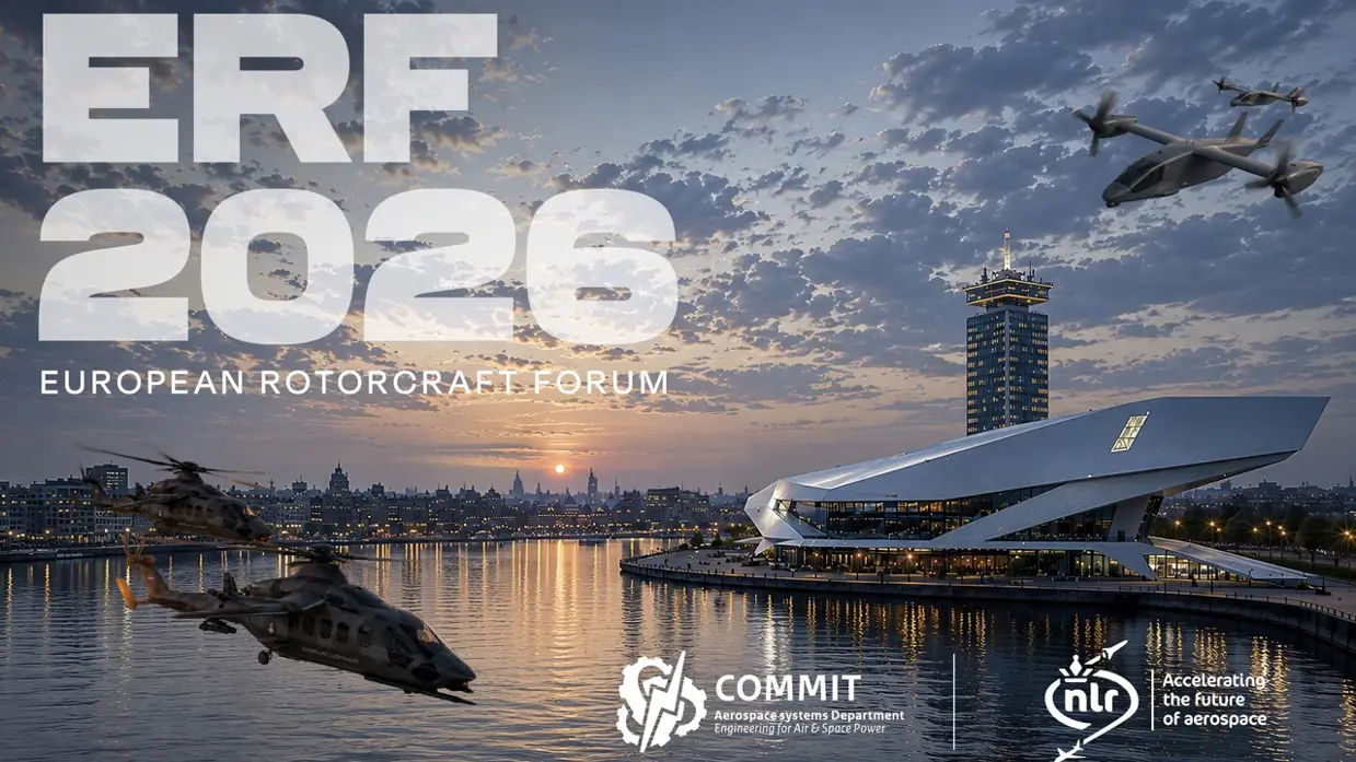 logo European Rotorcraft Forum met EYE Film Museum en helikopter 