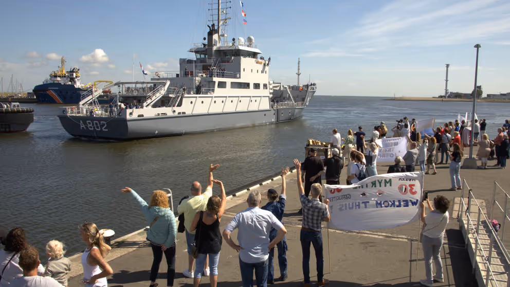 De Snellius komt aan in Den Helder.