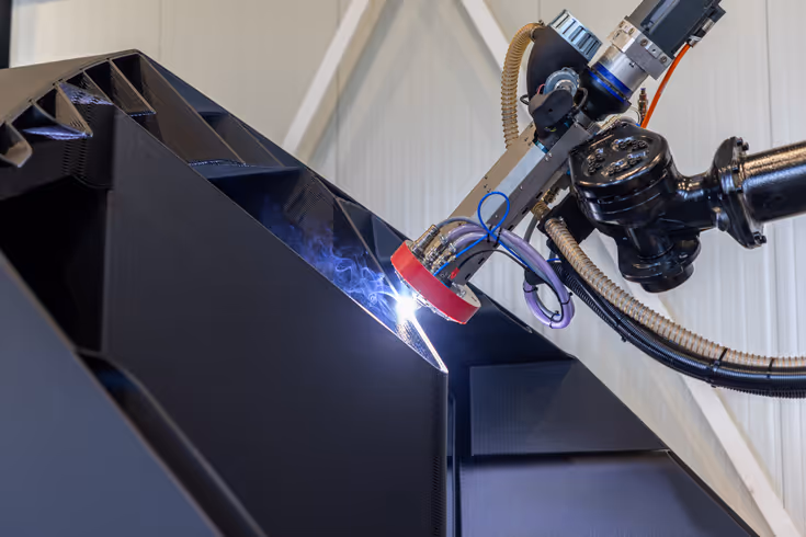 Een laser brandt in een zwart voorwerp.