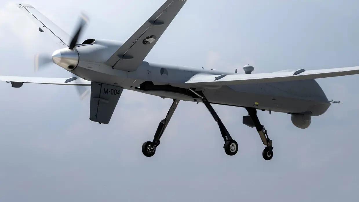 Een MQ-9 Reaper in de lucht.