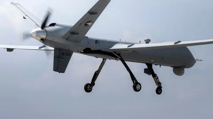 Een MQ-9 Reaper in de lucht.