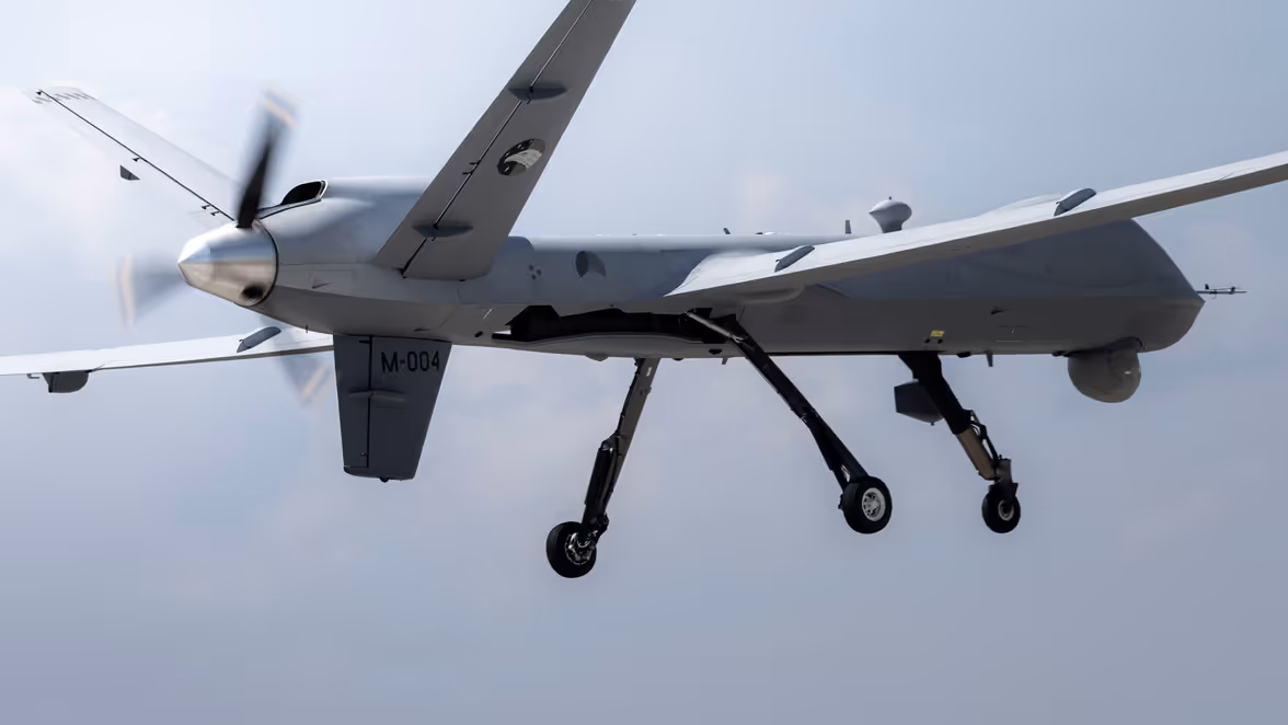 Een Reaper tijdens de landing.