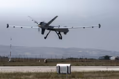 Een Nederlandse MQ-9 Reaper in de lucht.