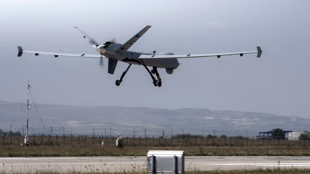 Een Nederlandse MQ-9 Reaper in de lucht.