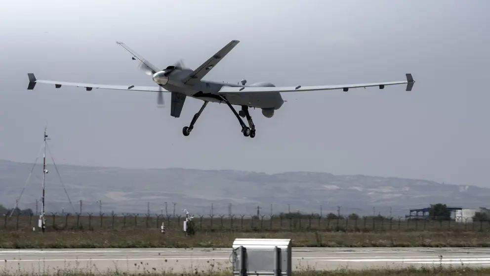 Een vliegende onbemande MQ-9 Reaper.