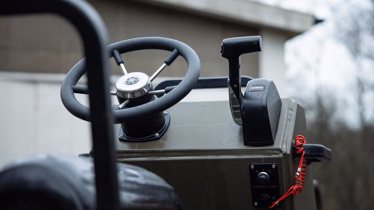 Een detail van de nieuwe jungleboot.