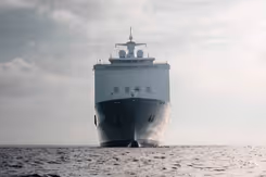 Zr.Ms. Johan de Witt van voren gezien, op volle zee