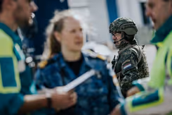 Militairen die deelnemen aan de oefening. 