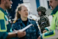 Militairen die deelnemen aan de oefening. 