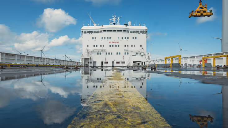 Leeg dek van transportschip.