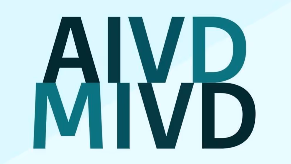 Blauwe ondergrond met logo AIVD MIVD erop