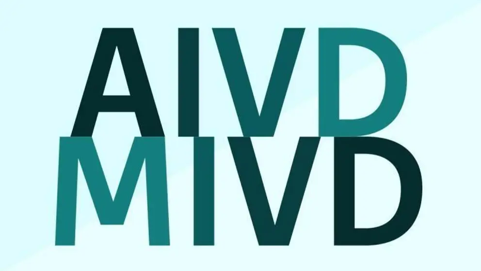Blauwe ondergrond met logo AIVD MIVD erop