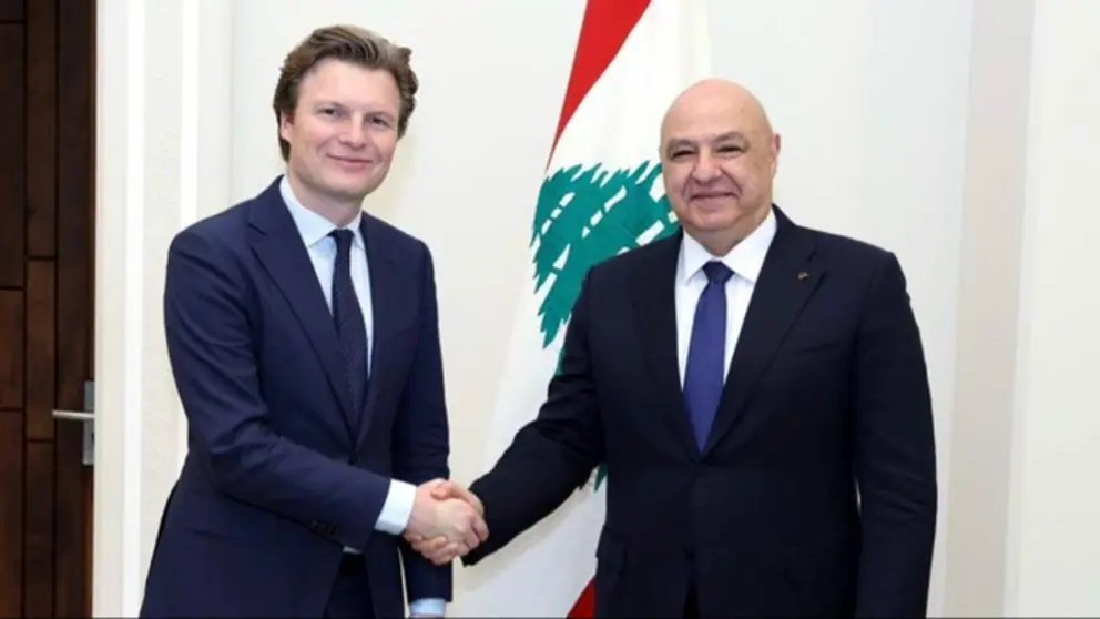 Minister Brekelmans en de Libanese president Joseph Aoun.