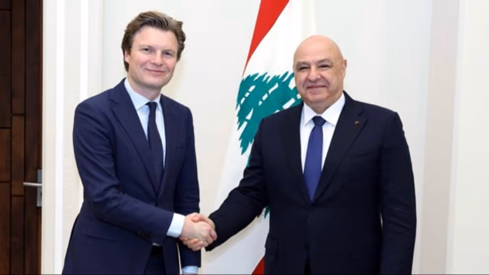 Minister Brekelmans en de Libanese president Joseph Aoun.