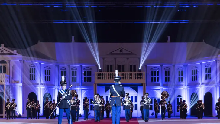 Het Trompetterkorps op de Nationale Taptoe.