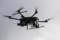 Archieffoto van een vliegende drone.