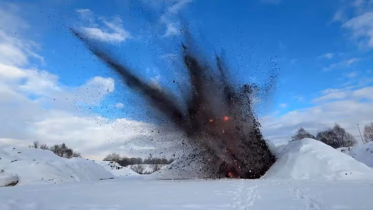 Ontploffing in de sneeuw,