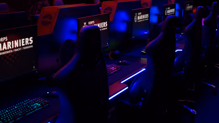 Overzichtsfoto van de game room. 