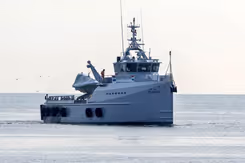 Een archieffoto van de DSS Galatea op zee