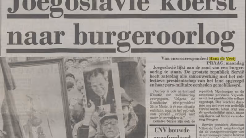 Krantenkop uit 1991: Joegoslavië koerst naar burgeroorlog