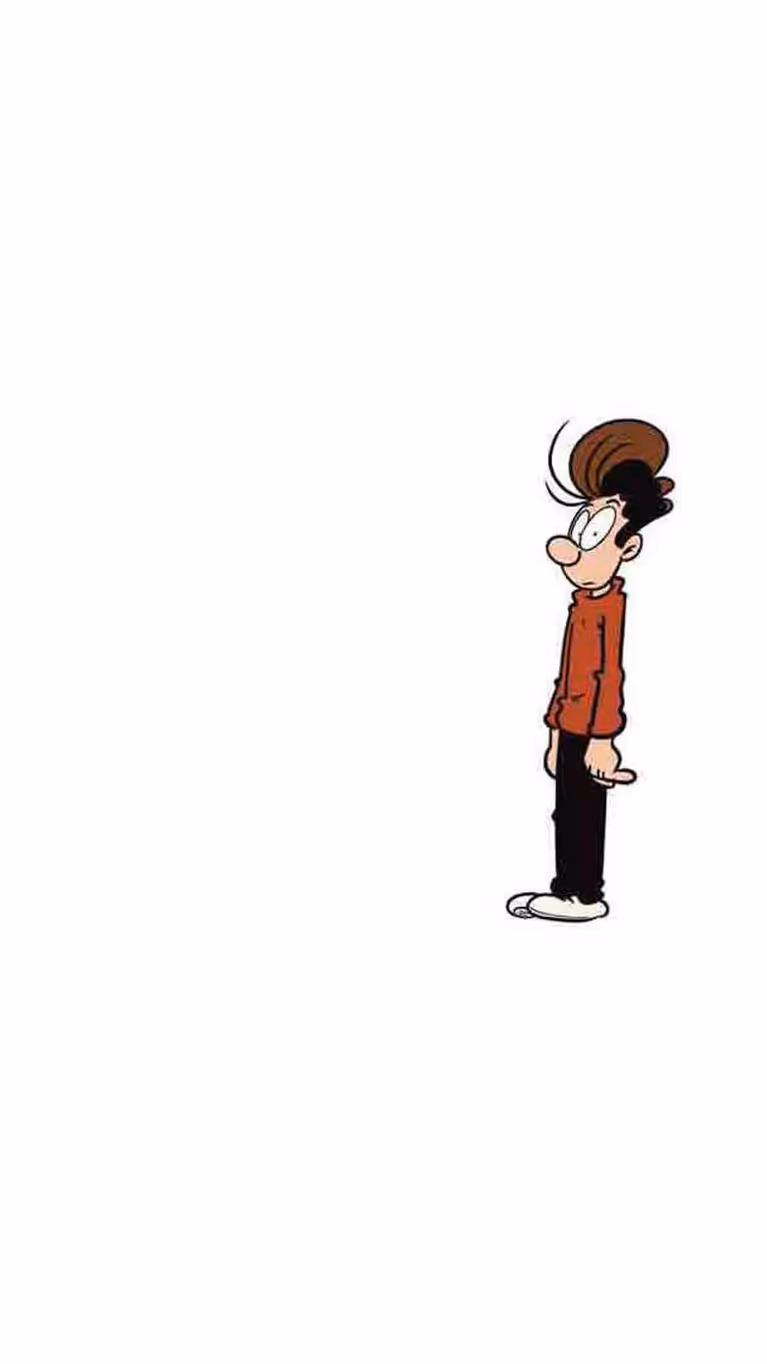 Gestyleerde afbeelding van een stripfiguur.