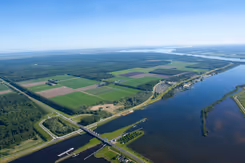 Luchtfoto van een deel van Nederland.