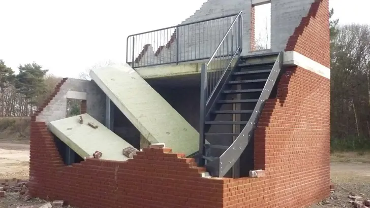 Ingestort gebouw.
