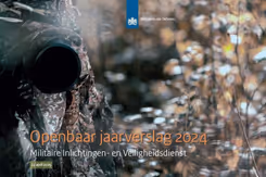 Ondefinieerbare voorstelling in grijs/bruintinten op voorkant Openbaar jaarverslag 2024 van de MIVD.