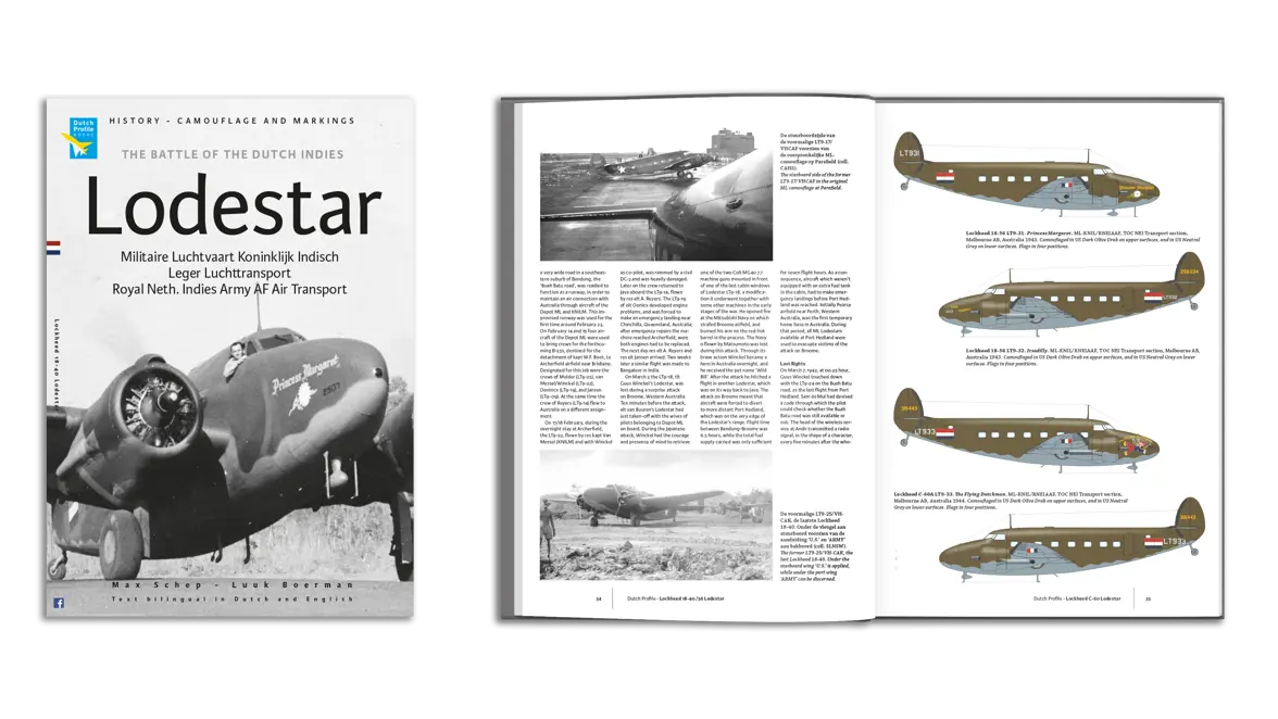 Een fotocompilatie van de cover van het boek en twee opengeslagen pagina’s.