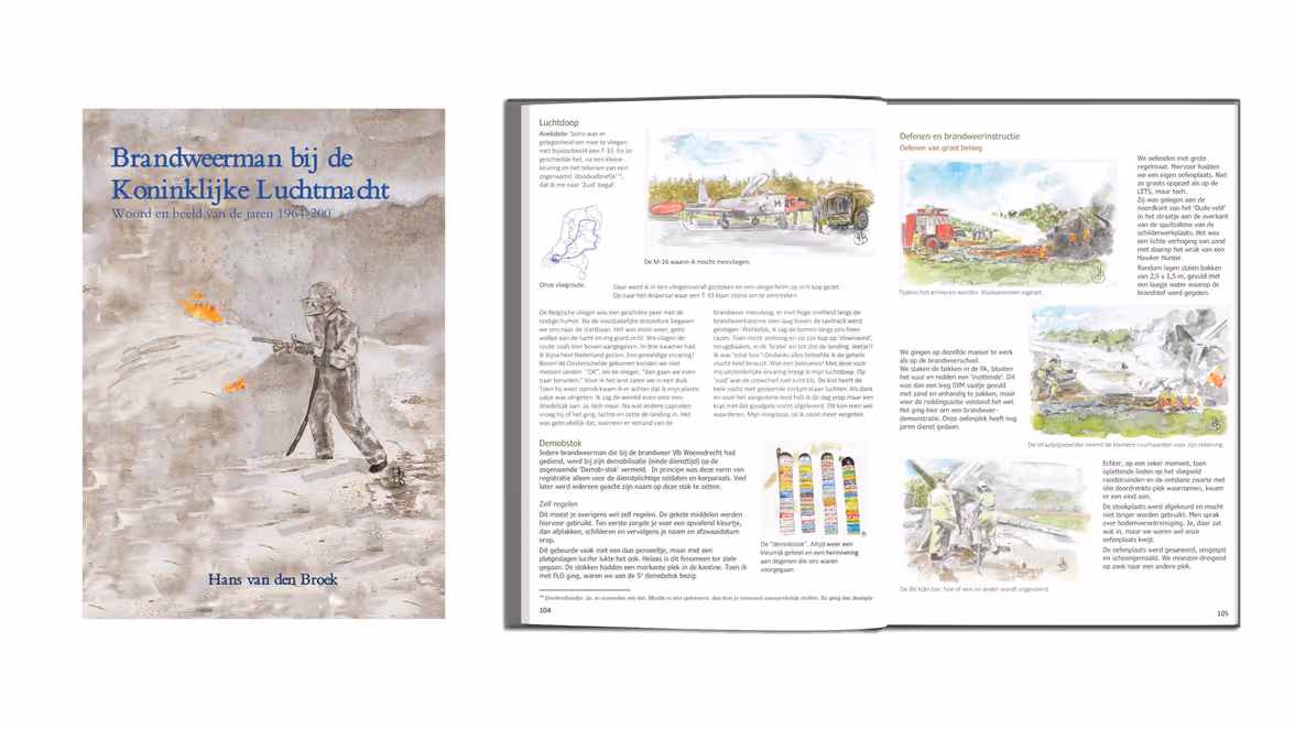 Omslag en binnenwerk van 'Brandweerman bij de Koninklijke Luchtmacht'.