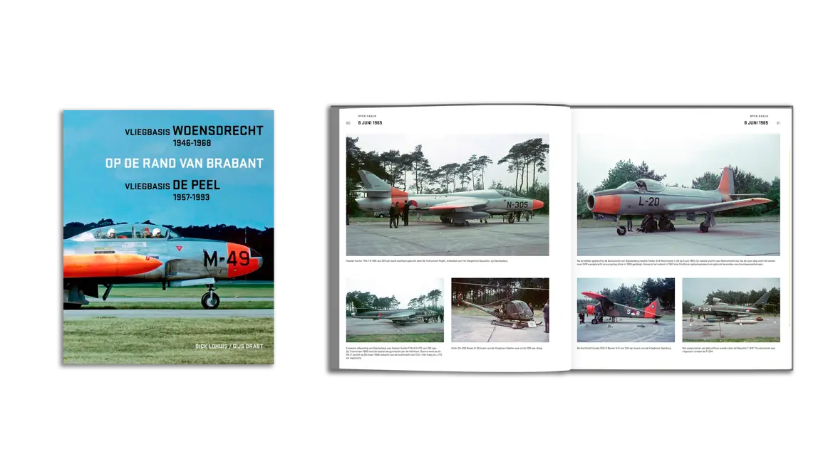 Een fotocompilatie van de cover van het boek en twee opengeslagen pagina’s.