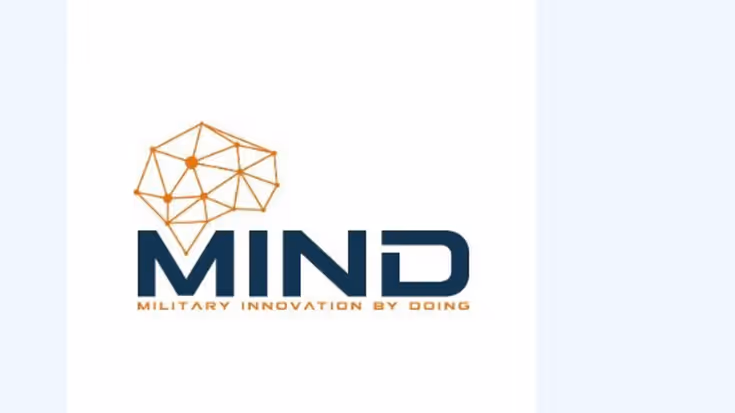Logo MIND met tekst Military Innovation by Doing.