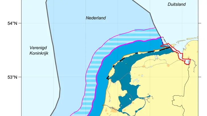 Kaart: zones in het Nederlands deel van de Noordzee.