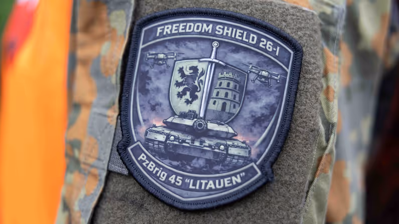 Een foto van de patch van oefening Freedom Shield.