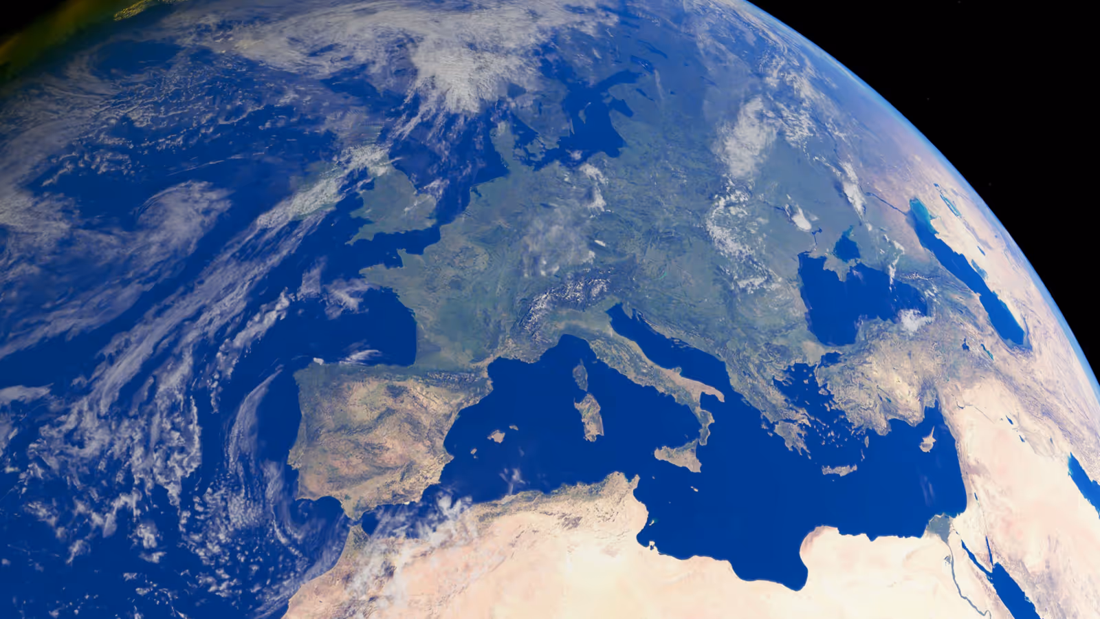 Beeld vanuit de ruimte van Europa