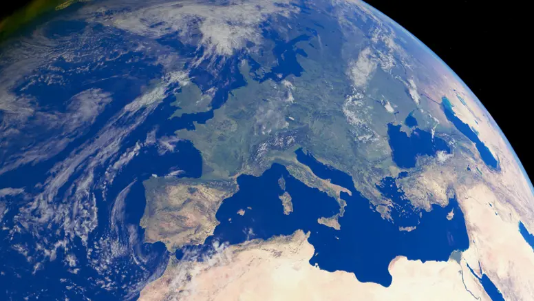 Beeld vanuit de ruimte van Europa