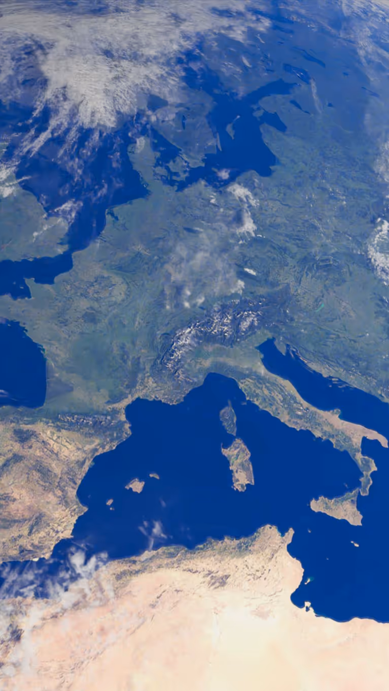 Beeld vanuit de ruimte van Europa