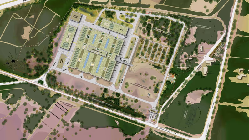 Plattegrondsfoto van de nieuwbouw. 