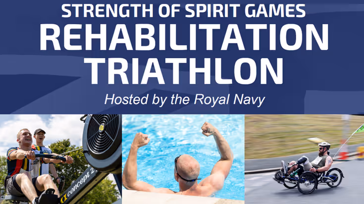 Poster van het evenement met een juichende zwemmer als middelpunt.