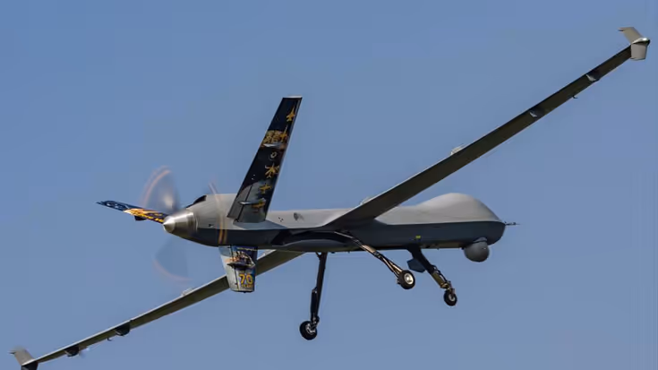 Een MQ-9 Reaper in volle vlucht.