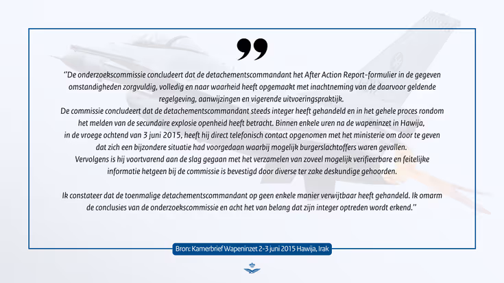 Passage uit de kamerbrief Wapeninzet 2-3 jun 2015 Hawija, Irak 