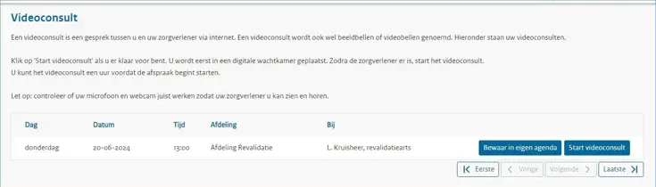 Printscreen videoconsult bij uitlegtekst op deze pagina.