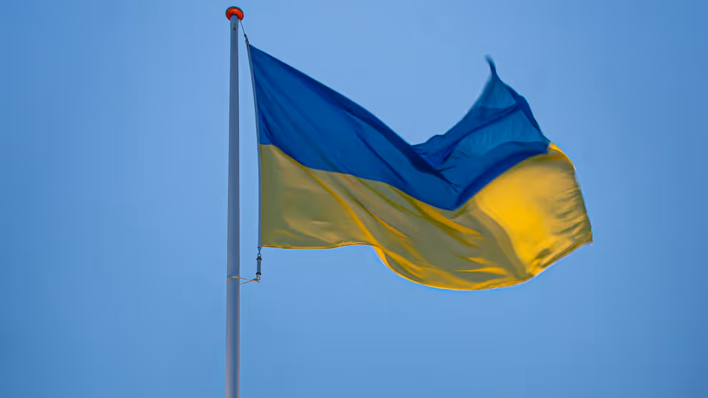 Wapperende Oekraïense vlag.