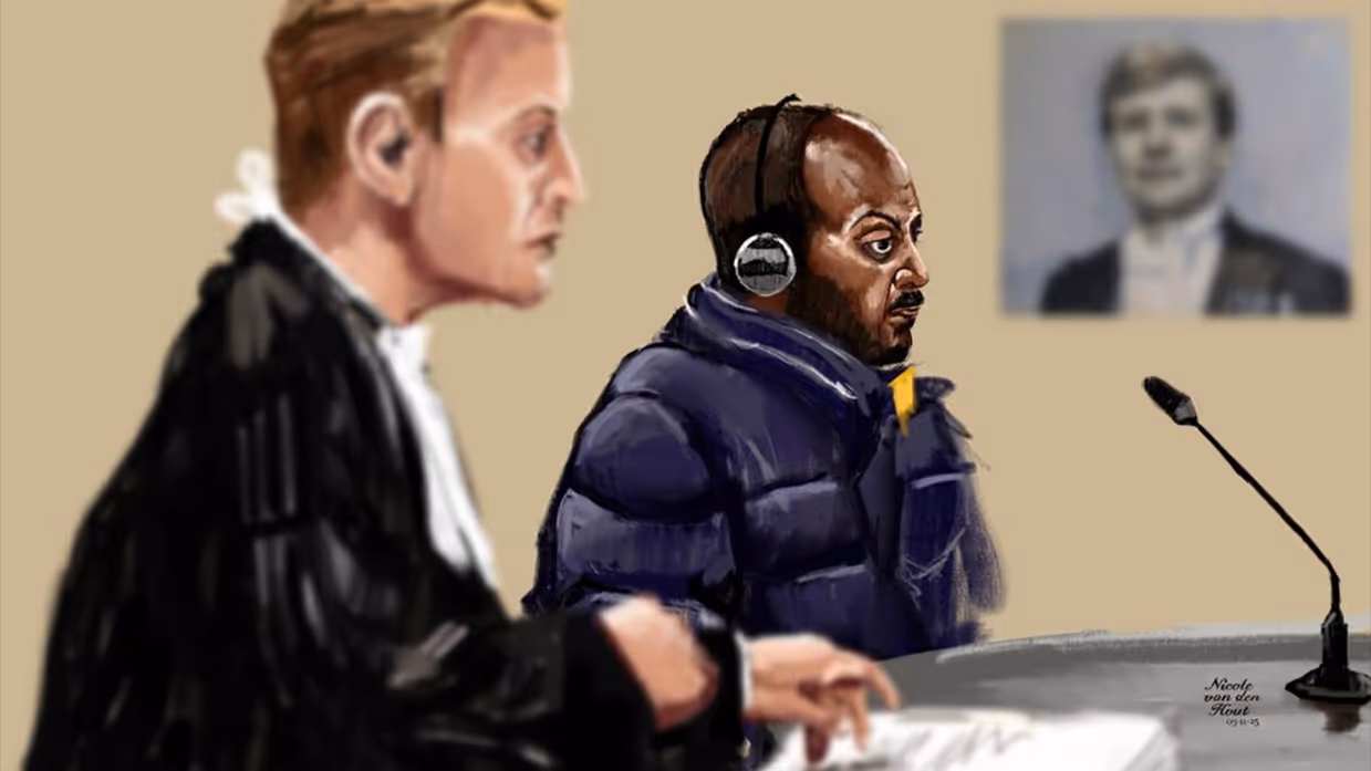 Rechtbanktekening van de veroordeelde Eritreeër Walid. 
