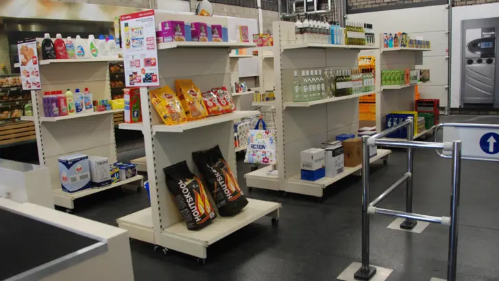 Inrichting van een supermarkt.